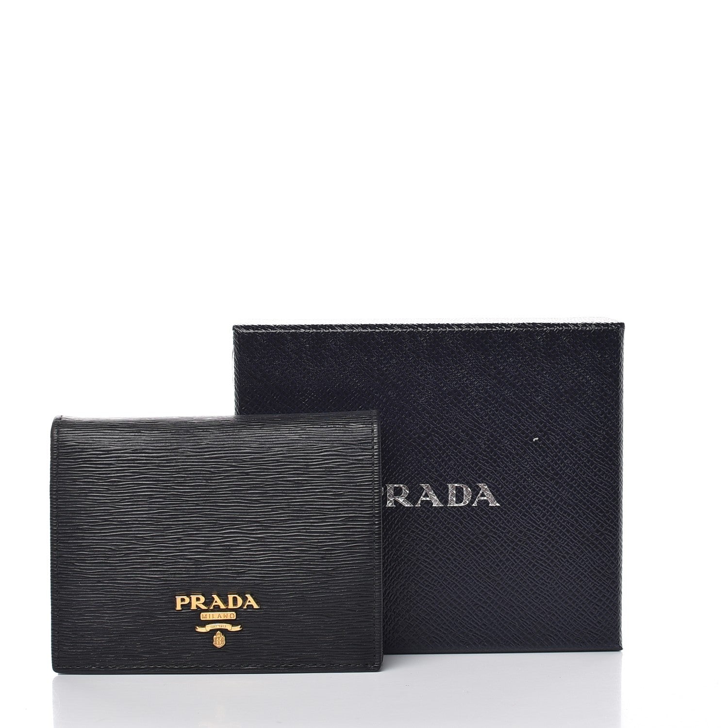 Prada Vitello Move Bi-Fold Wallet Black 9 of 9