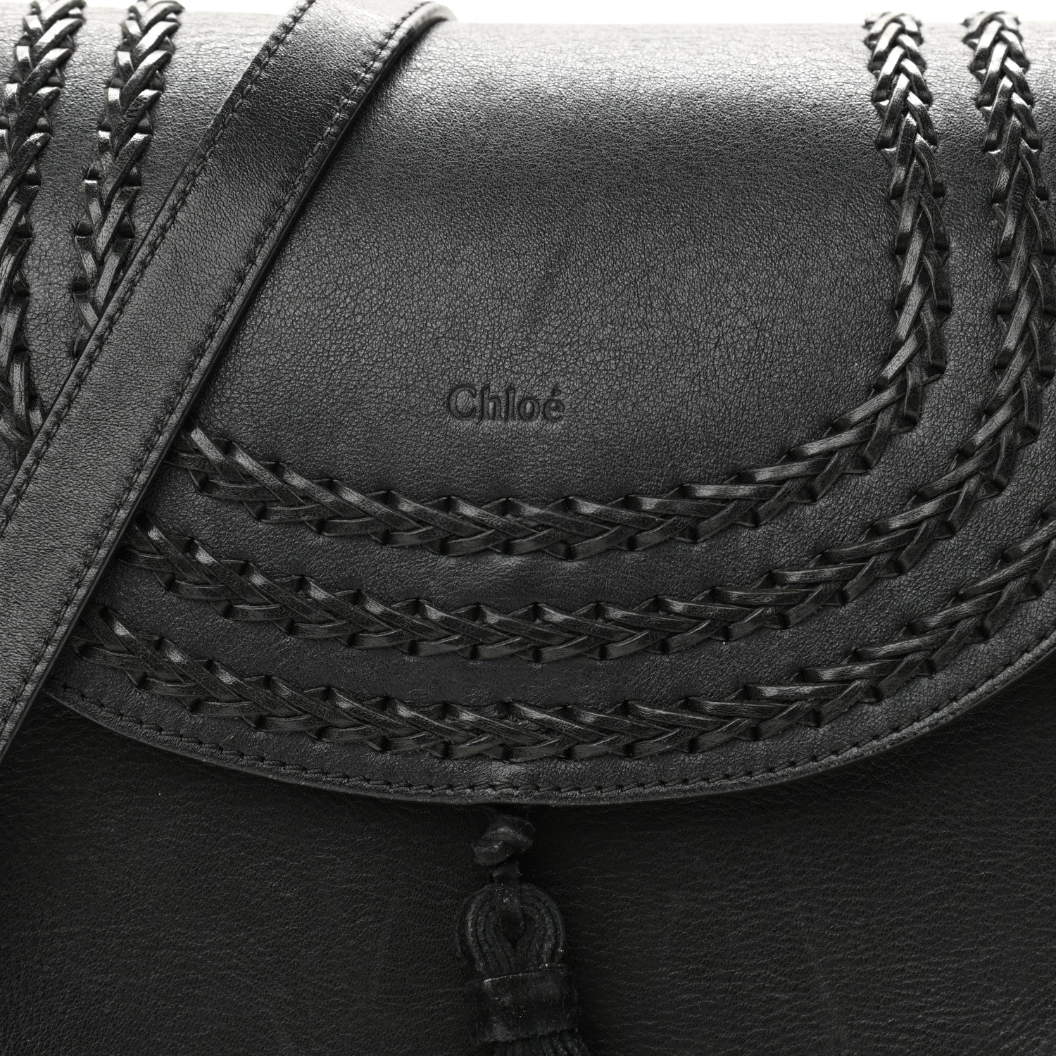 Chloe Calfskin Braided Medium Hudson Shoulder Bag Black 7 of 10
