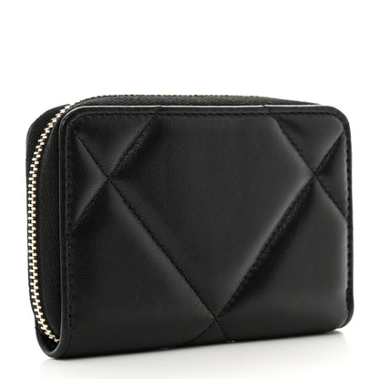 Chanel Lambskin Quilted Chanel 19 Zip Around Coin Purse Wallet Black 3 of 7