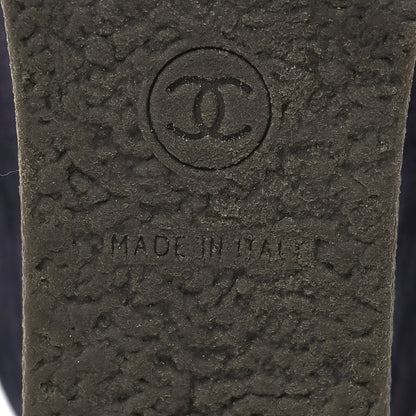 Chanel Suede Lace Up Wedge Booties 36 Dark Blue 7 of 8