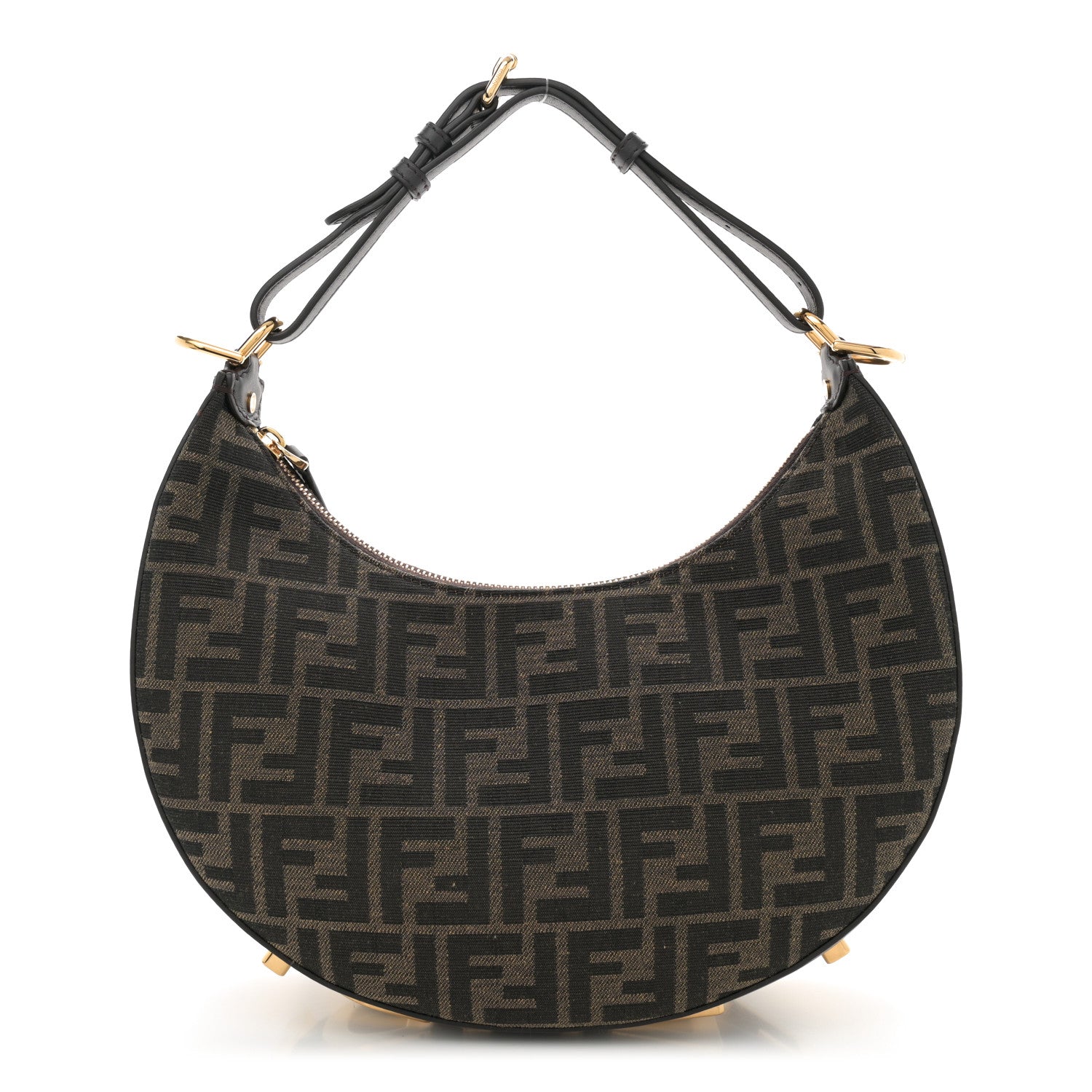 Fendi Fabric Jacquard Vitello Grace FF 1974 Small Fendigraphy Hobo Bag Tobacco Moro Ebano 1 of 11