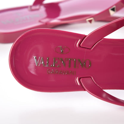 Valentino Garavani PVC Jelly Rockstud Bow Thong Sandals 37 Deep Cyclamin 6 of 8