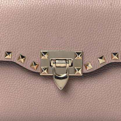 Valentino Garavani Pebbled Calfskin Medium Rockstud Flip Lock Crossbody Bag Poudre 7 of 9