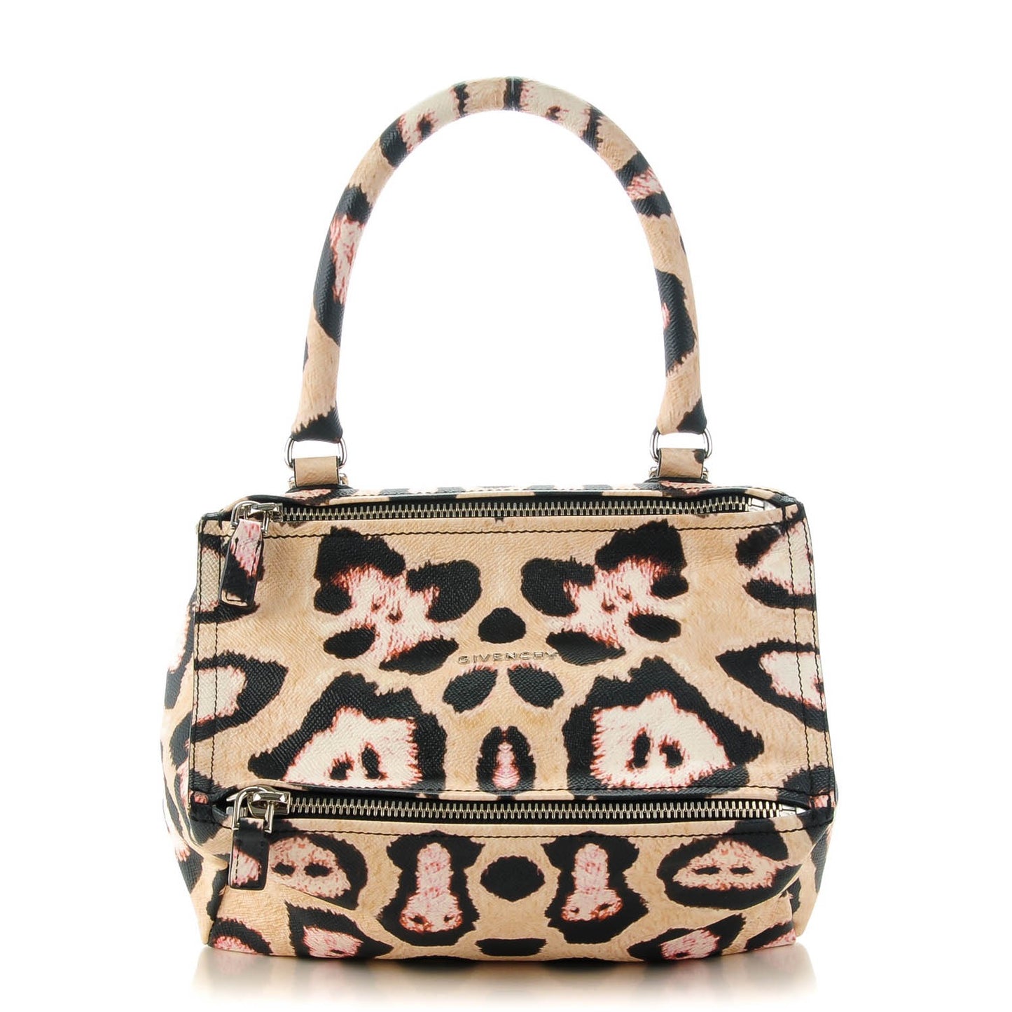 Calfskin Jaguar Print Small Pandora Beige