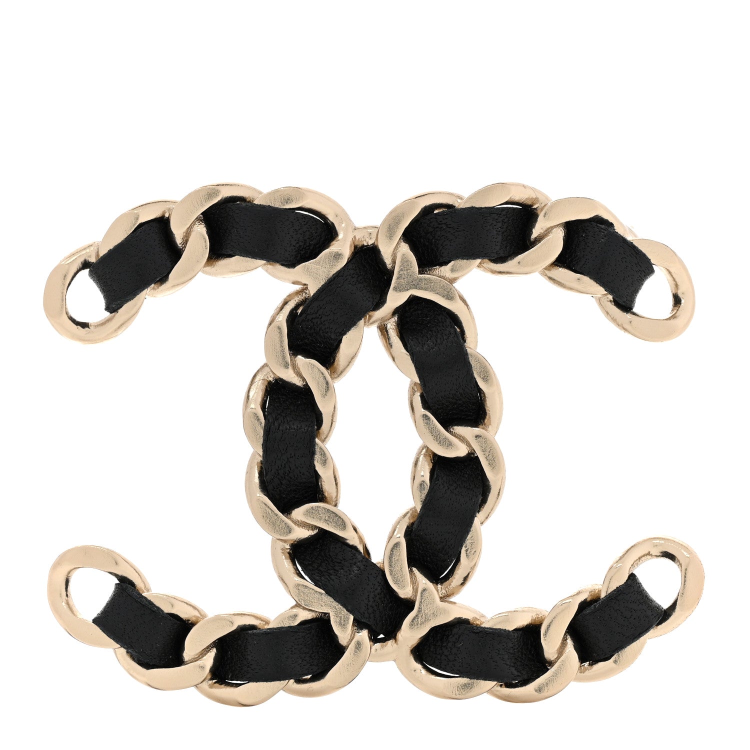Chanel Lambskin Chain CC Brooch Black Gold 1 of 4
