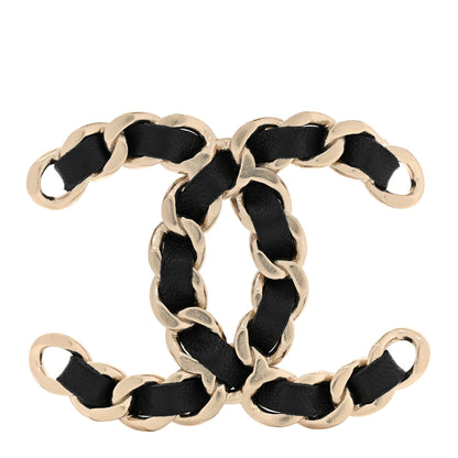 Chanel Lambskin Chain CC Brooch Black Gold 1 of 4