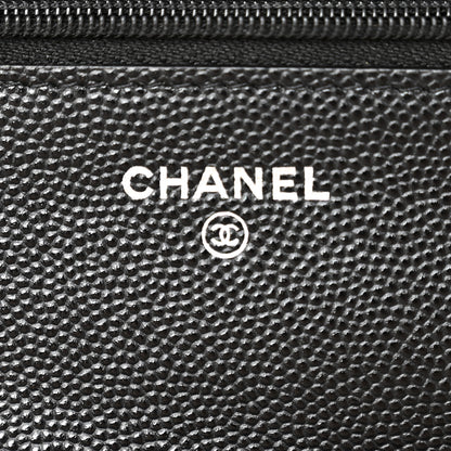 Chanel Caviar Quilted Crystal CC Wallet On Chain WOC Black 6 of 11