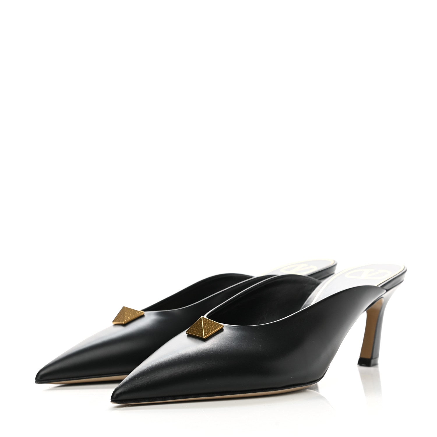 Valentino Garavani Calfskin Roman Stud 65mm Mules 38 Black 3 of 9