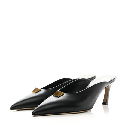 Valentino Garavani Calfskin Roman Stud 65mm Mules 38 Black 3 of 9