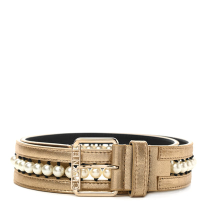 Chanel Metallic Lambskin Pearl CC Belt 80 32 Gold 1 of 5