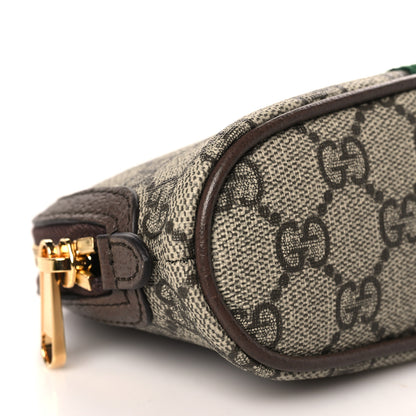 Gucci GG Supreme Monogram Textured Calfskin Web Medium Ophidia Cosmetic Case Beige Ebony New Acero 8 of 10