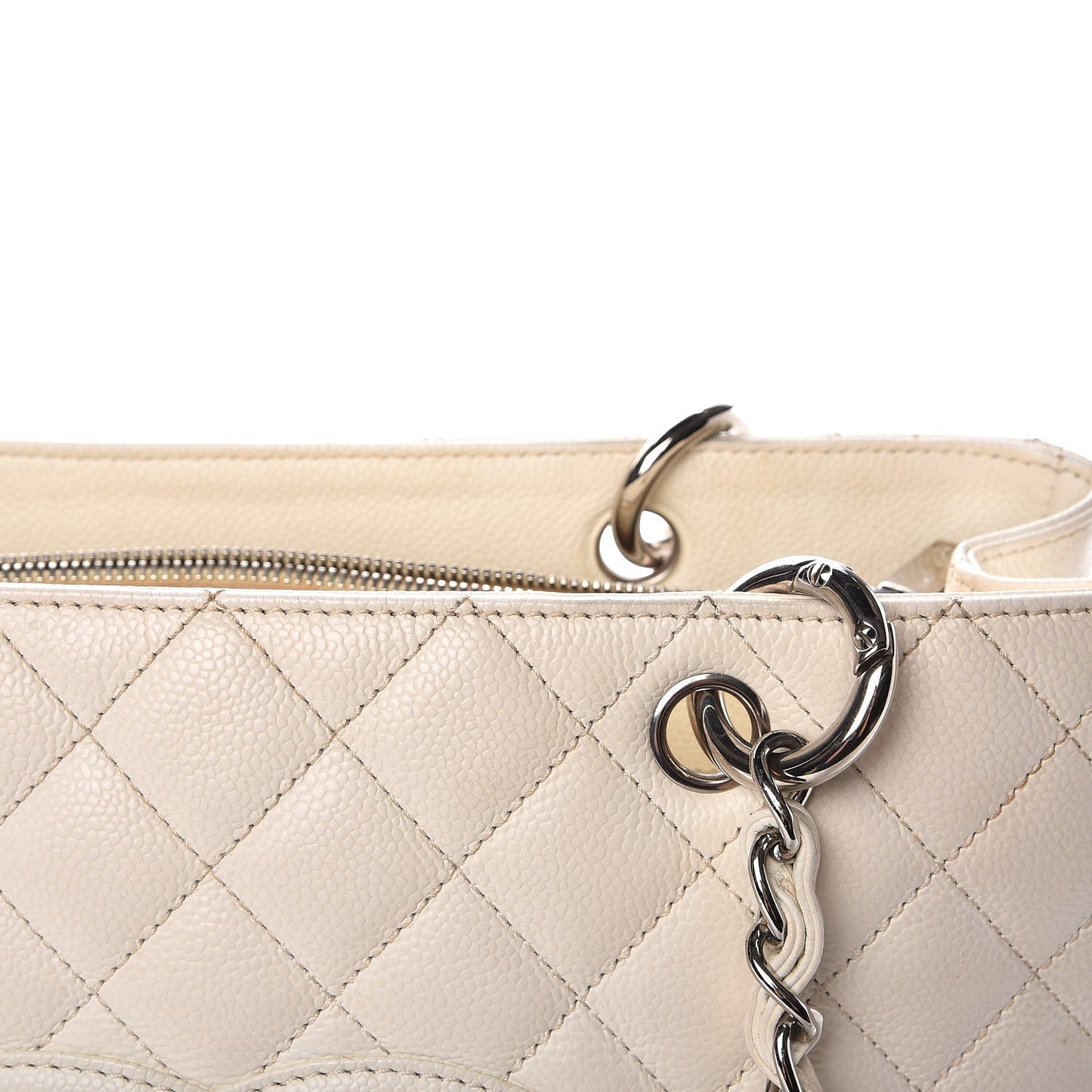 Caviar Quilted Grand Shopping Tote GST White