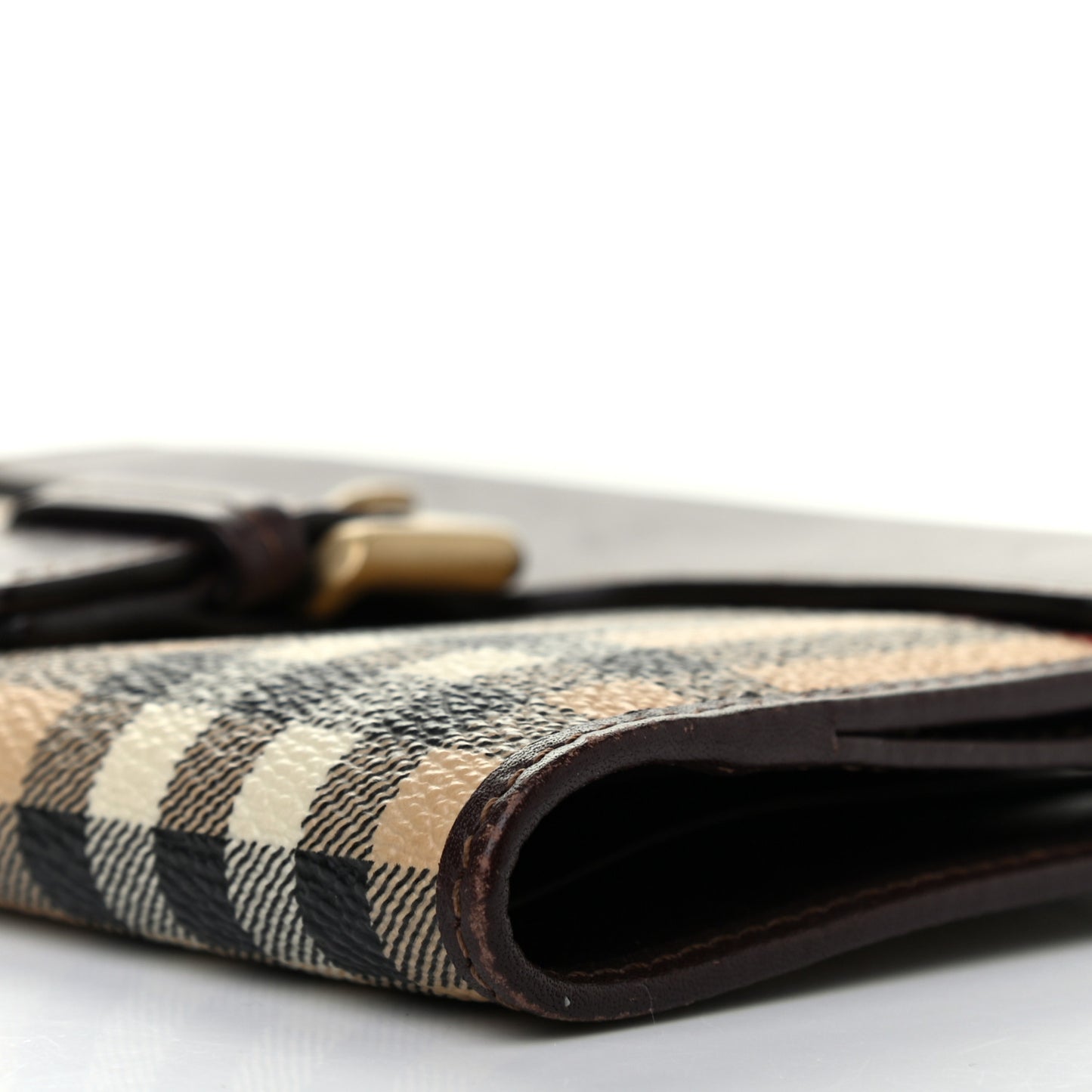 Calfskin House Check Wallet Brown