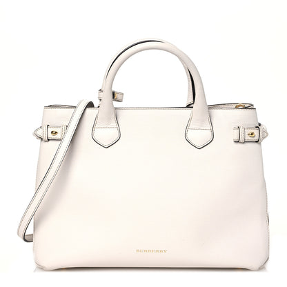 Burberry Derby Calfskin House Check Medium Banner Tote Limestone 1 of 13