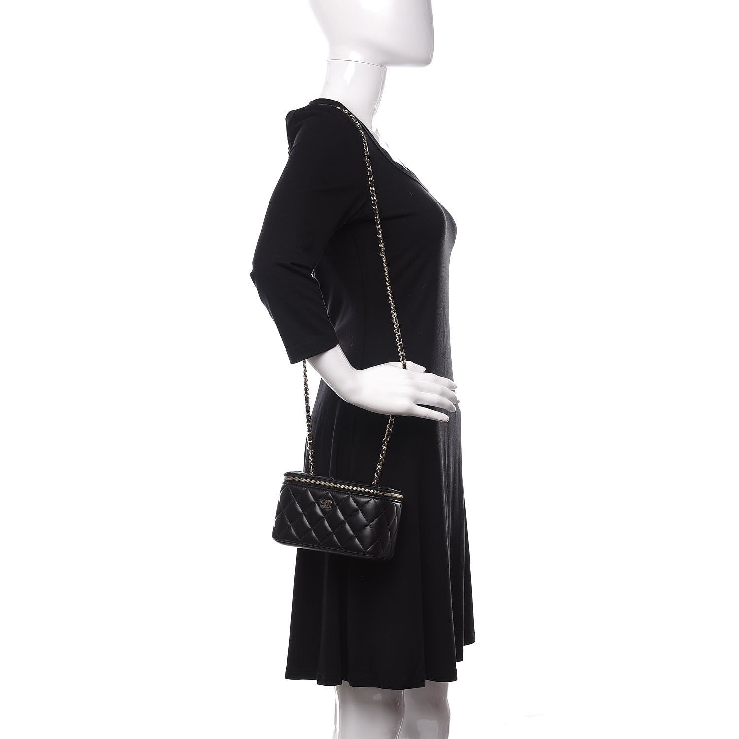 Chanel Lambskin Quilted Small Vanity Case With Chain Black 2 of 11