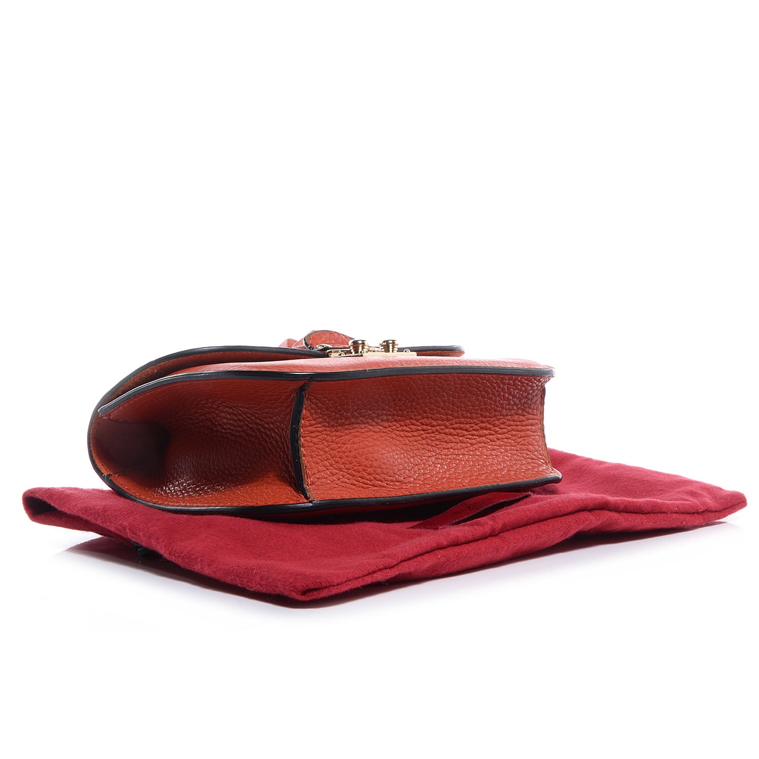 Valentino Garavani Pebbled Calfskin Monochrome Small Glam Lock Rockstud Flap English Red 4 of 8