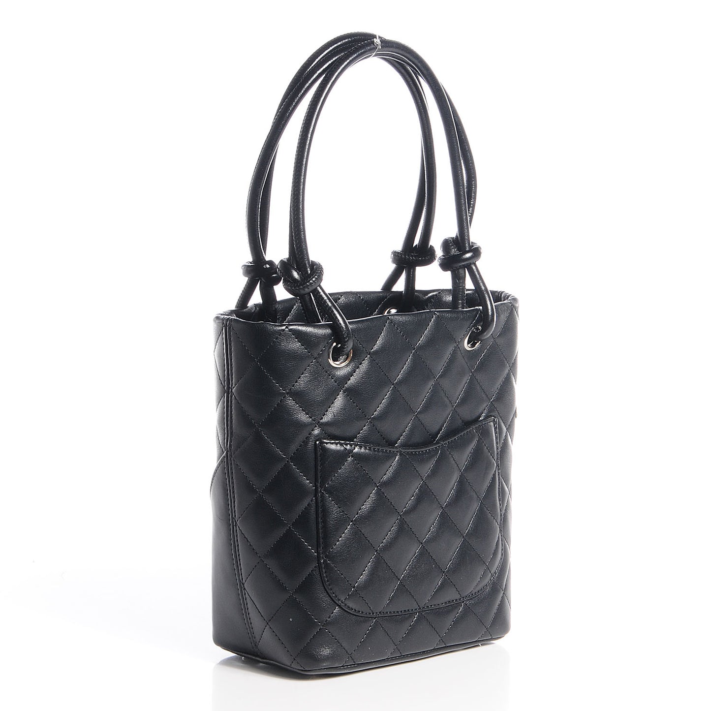 Calfskin Quilted Small Cambon Tote Black White