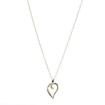 Tiffany 18K Yellow Gold Diamond Open Leaf Pendant Necklace 1 of 7