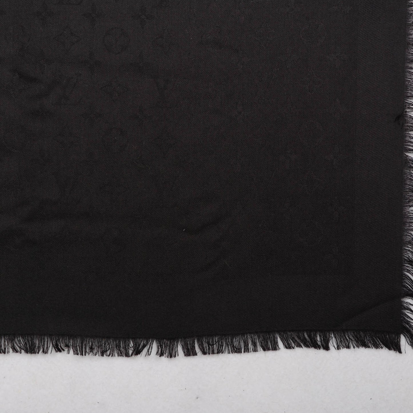 Silk Wool Monogram Shawl Black