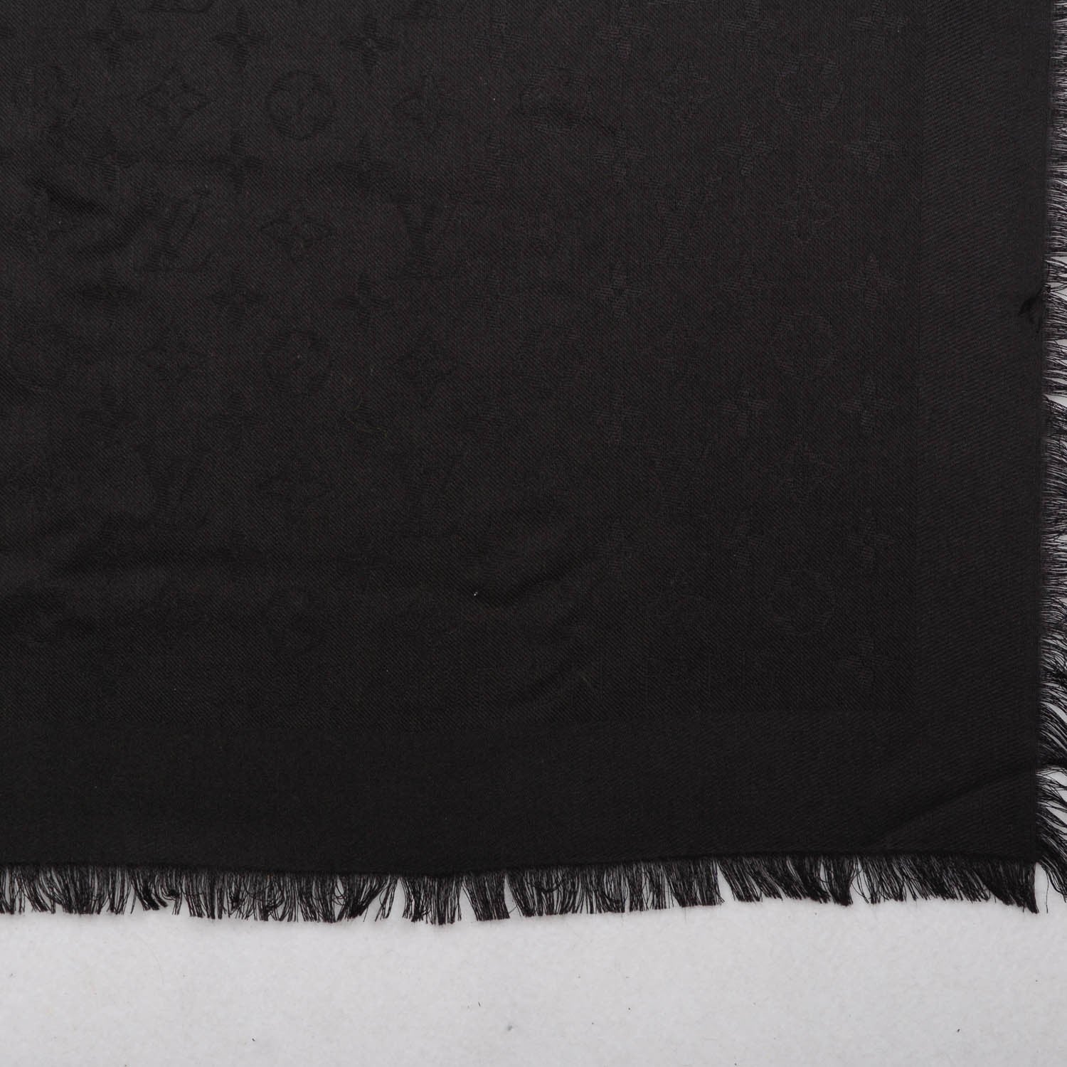 Louis Vuitton Silk Wool Monogram Shawl Black 4 of 5