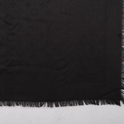 Louis Vuitton Silk Wool Monogram Shawl Black 4 of 5