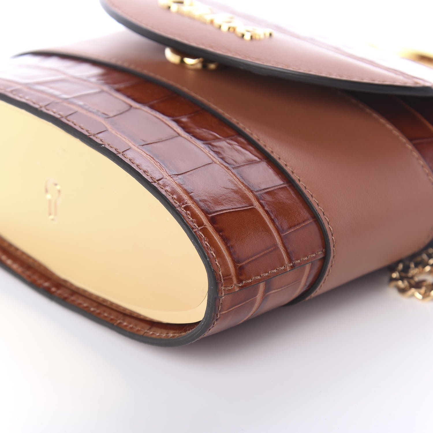 Chloe Calfskin Crocodile Embossed Small Aby Lock Chestnut Brown 9 of 9