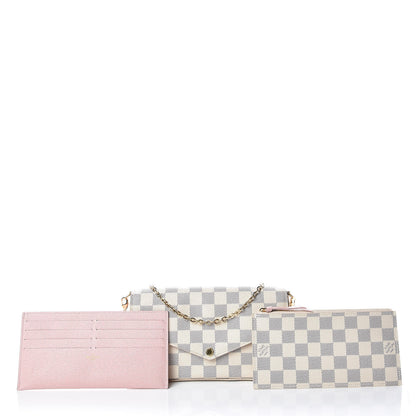 Louis Vuitton Damier Azur Pochette Felicie Chain Wallet Rose Ballerine 3 of 11