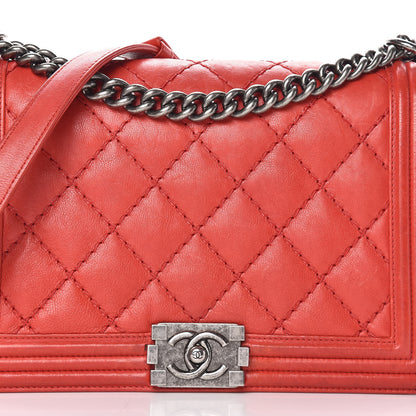 Chanel Calfskin Double Stitch New Medium Boy Flap Red 22 of 24