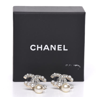 Chanel Crystal Pearl CC Drop Earrings Gold 5 of 5