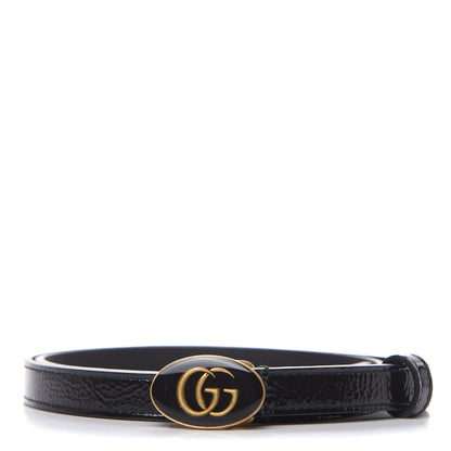 Gucci Skipper Calfskin Enamel GG 15mm Belt 85 34 Black 1 of 6