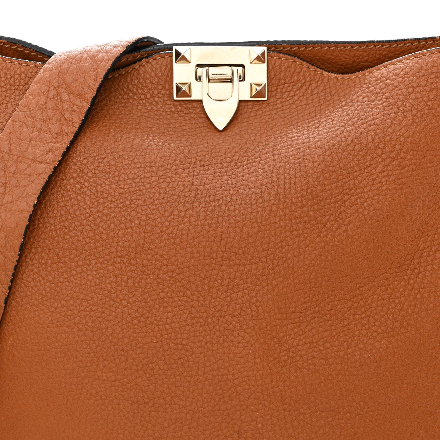 Pebbled Calfskin Large Rockstud Flip-Lock Messenger Bag Light Cuir