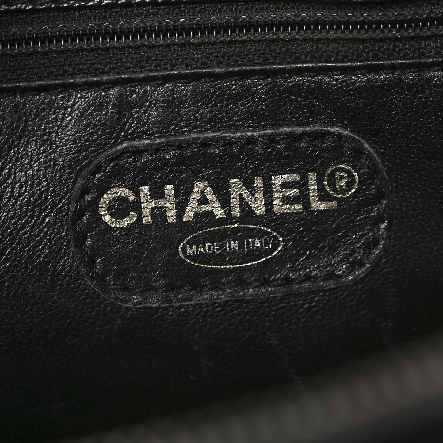 Grained Calfskin Logo Shoulder Bag Black