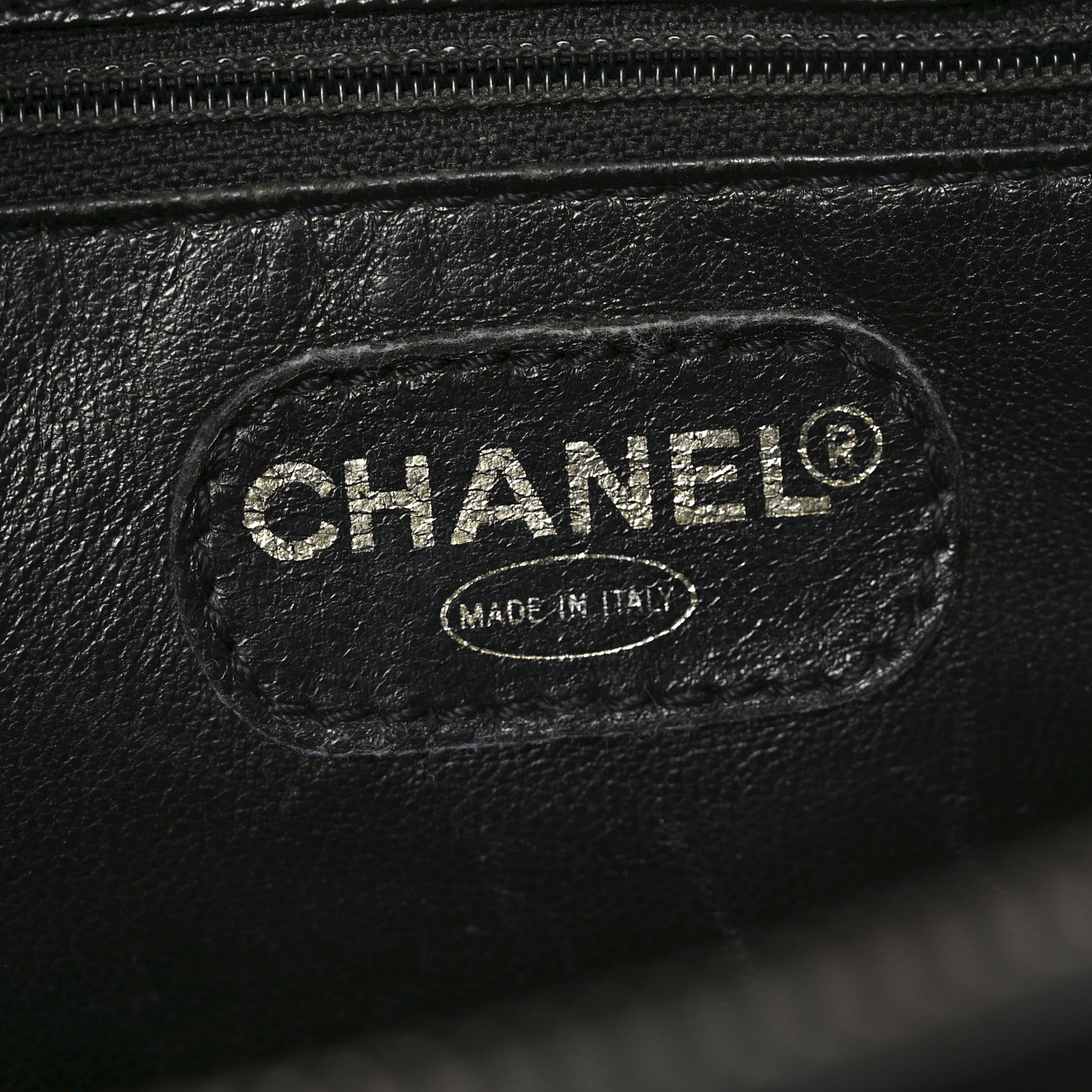 Chanel Grained Calfskin Logo Shoulder Bag Black 6 of 10