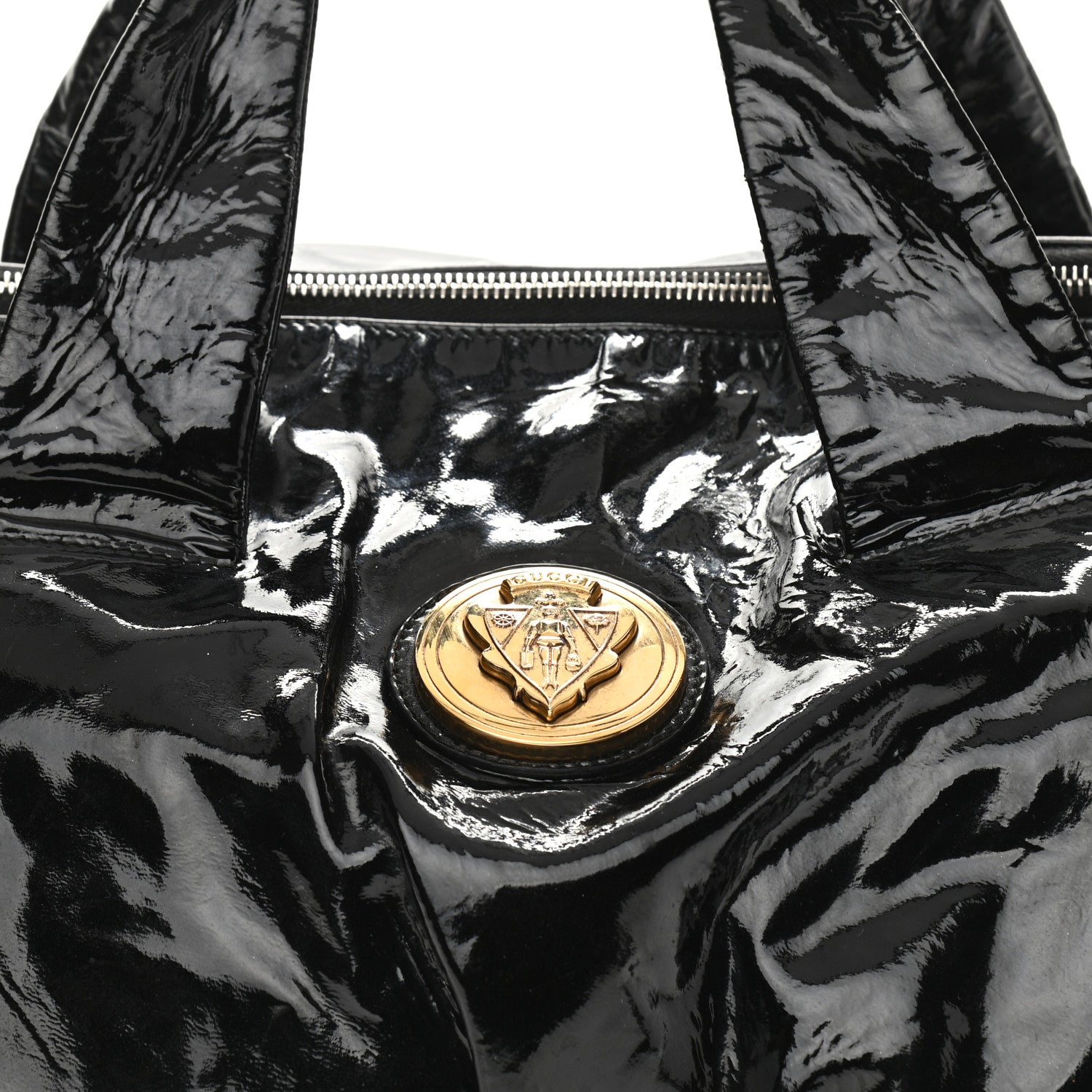 Gucci Patent Medium Hysteria Top Handle Bag Black 8 of 14