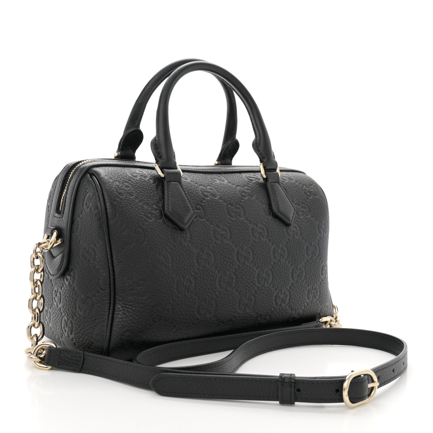 Gucci Calfskin GG Emblem Small Top Handle Bag Black 2 of 10
