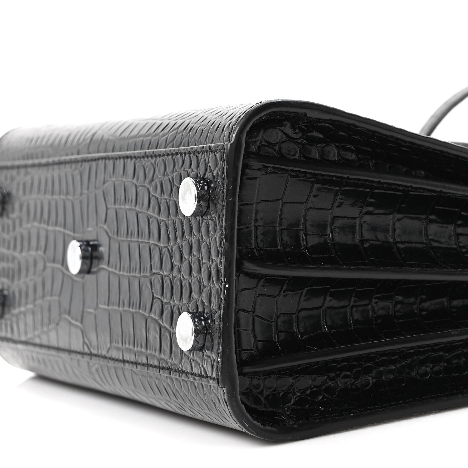 Saint Laurent Calfskin Crocodile Embossed Nano Sac De Jour Black 10 of 10