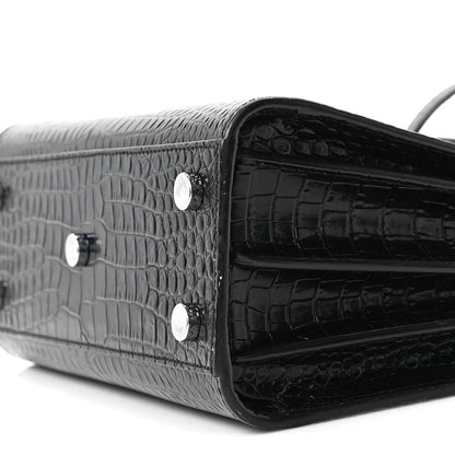 Saint Laurent Calfskin Crocodile Embossed Nano Sac De Jour Black 10 of 10