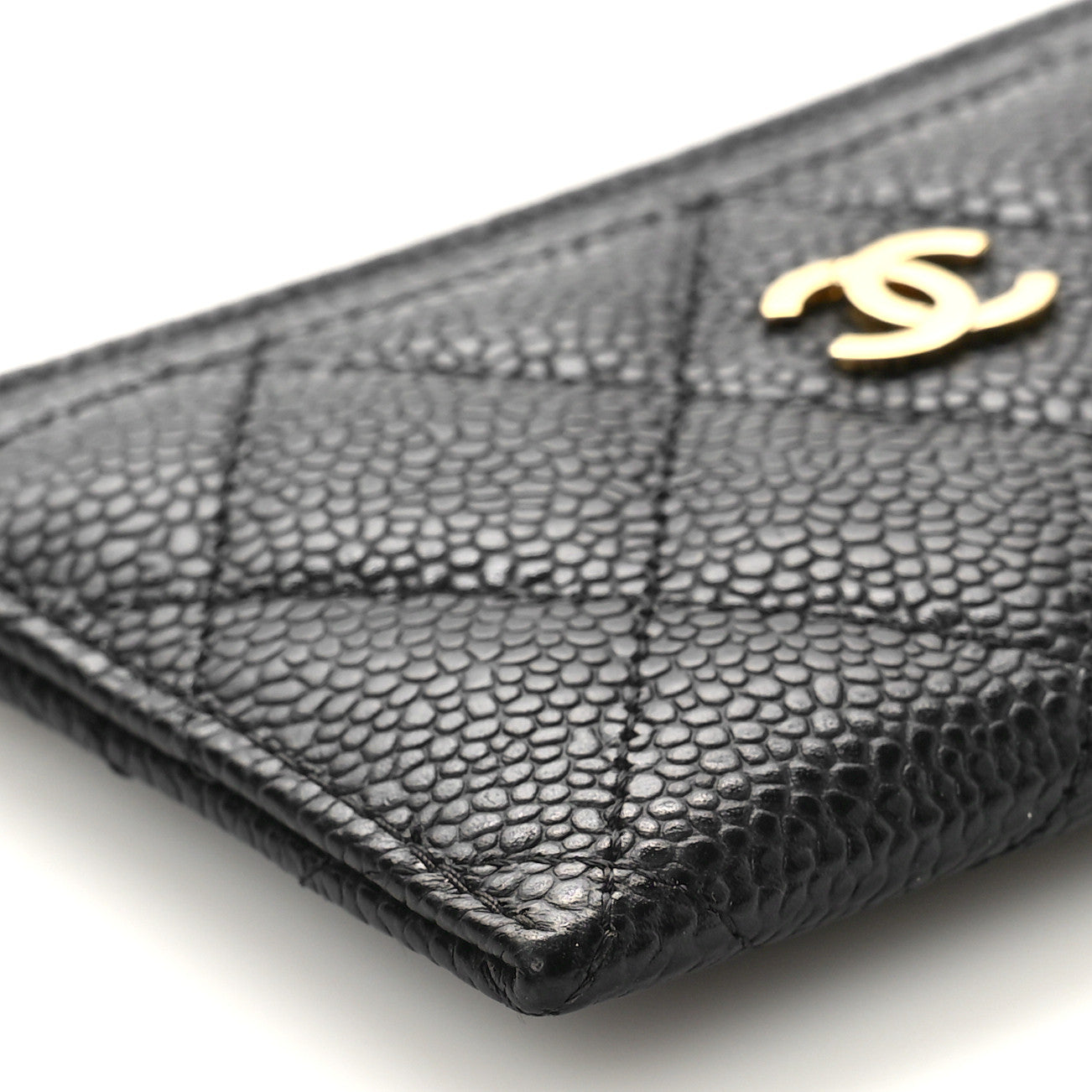 Caviar Quilted Card Holder Black