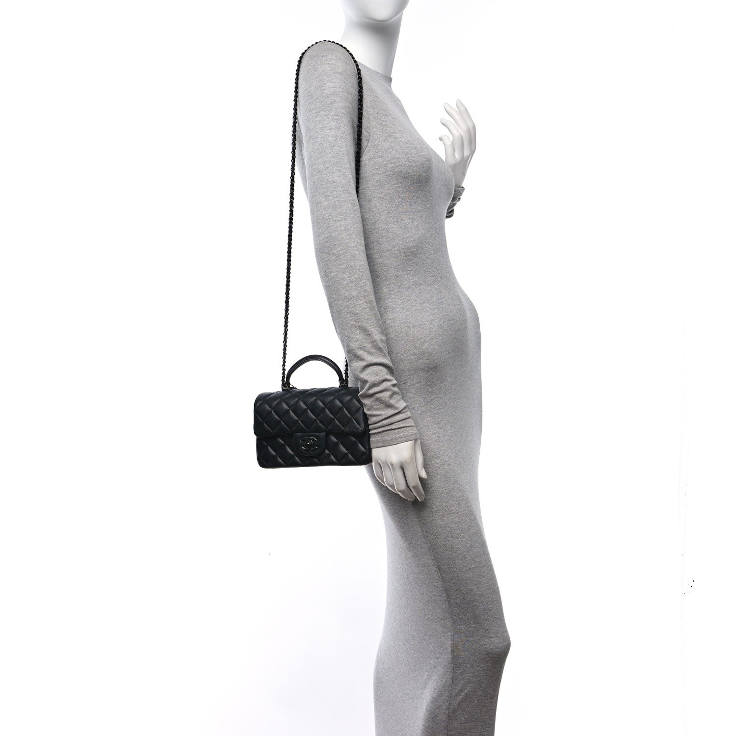 Chanel Lambskin Quilted Mini Top Handle Rectangular Flap So Black 2 of 11