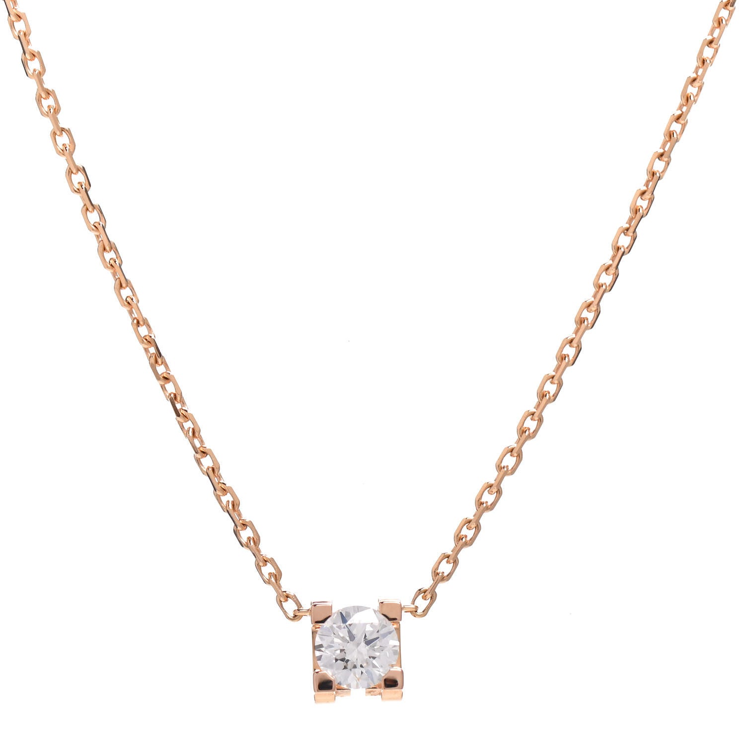 Cartier 18K Pink Gold Diamond .19ct C de Pendant Necklace 5 of 6
