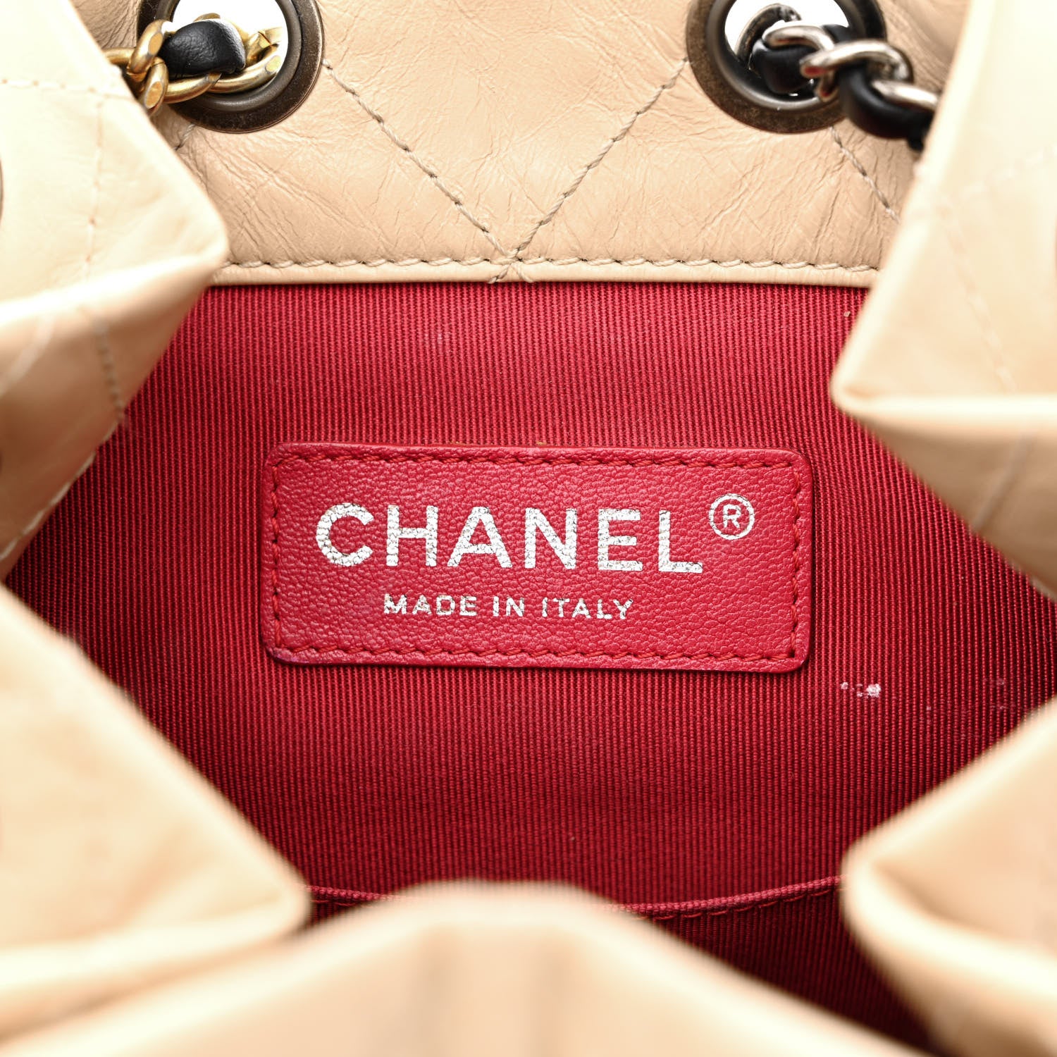 Chanel Aged Calfskin Quilted Small Gabrielle Backpack Beige Black 6 of 10