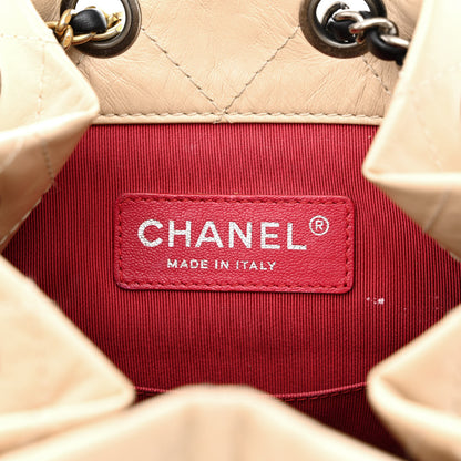 Chanel Aged Calfskin Quilted Small Gabrielle Backpack Beige Black 6 of 10