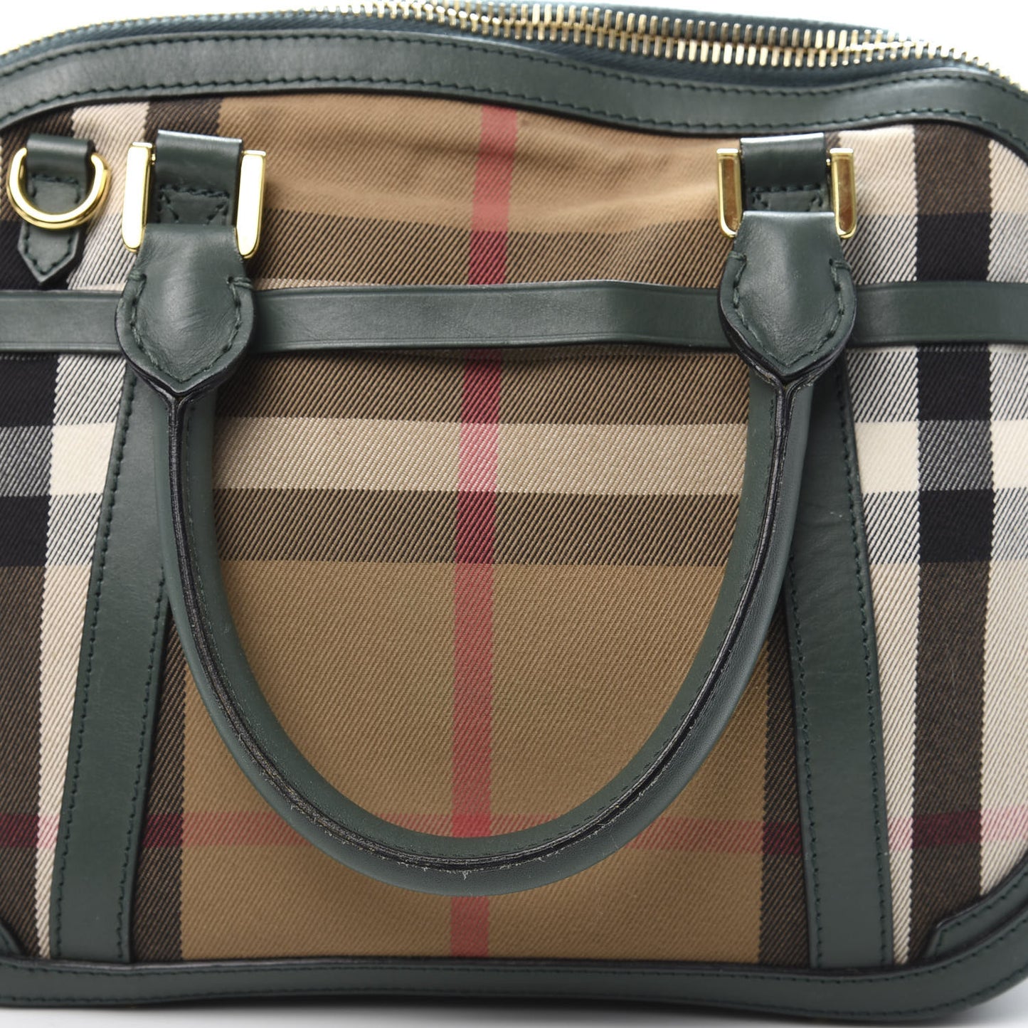 Bridle Calfskin House Check Small Orchard Bowling Bag Green