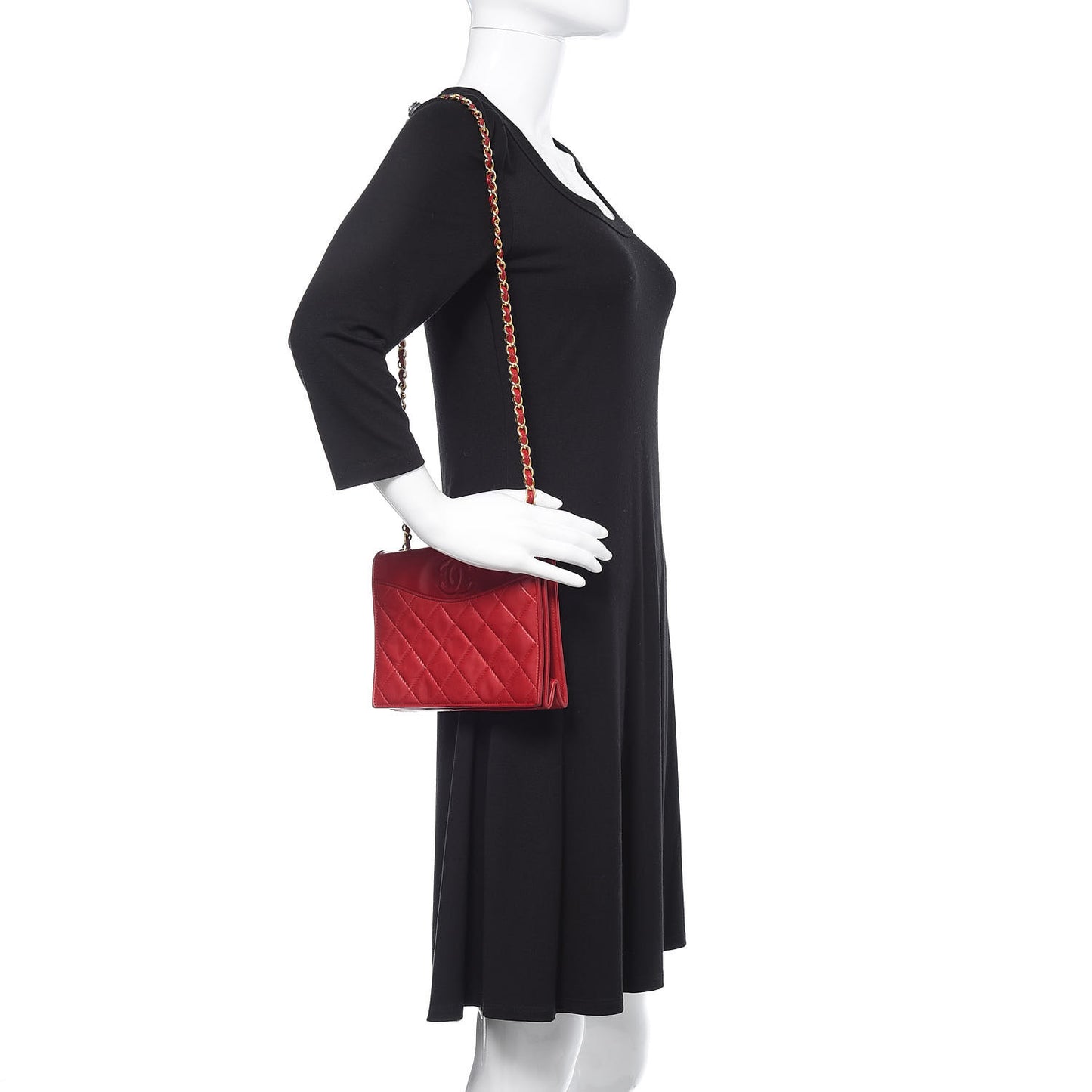 Lambskin Quilted CC Small Single Flap Red
