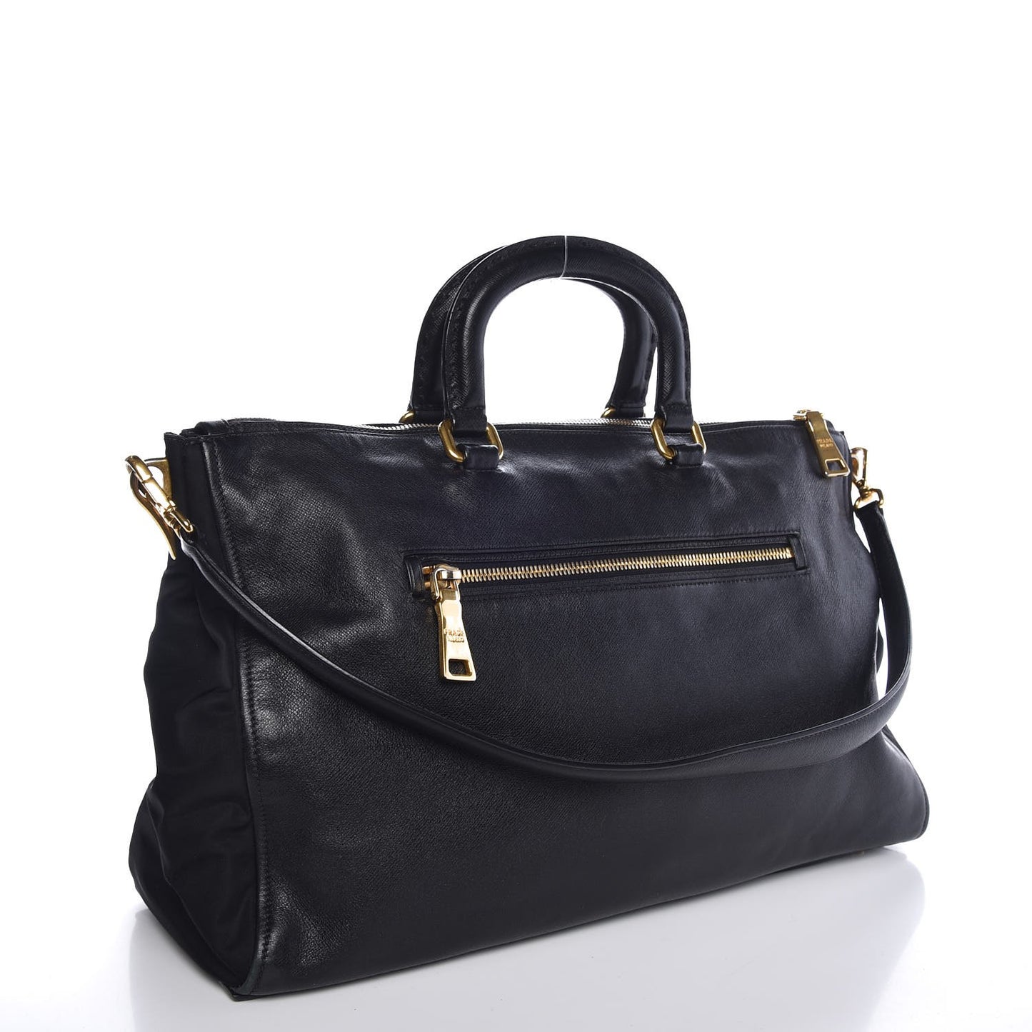Calfskin Tessuto Nylon Tote Black