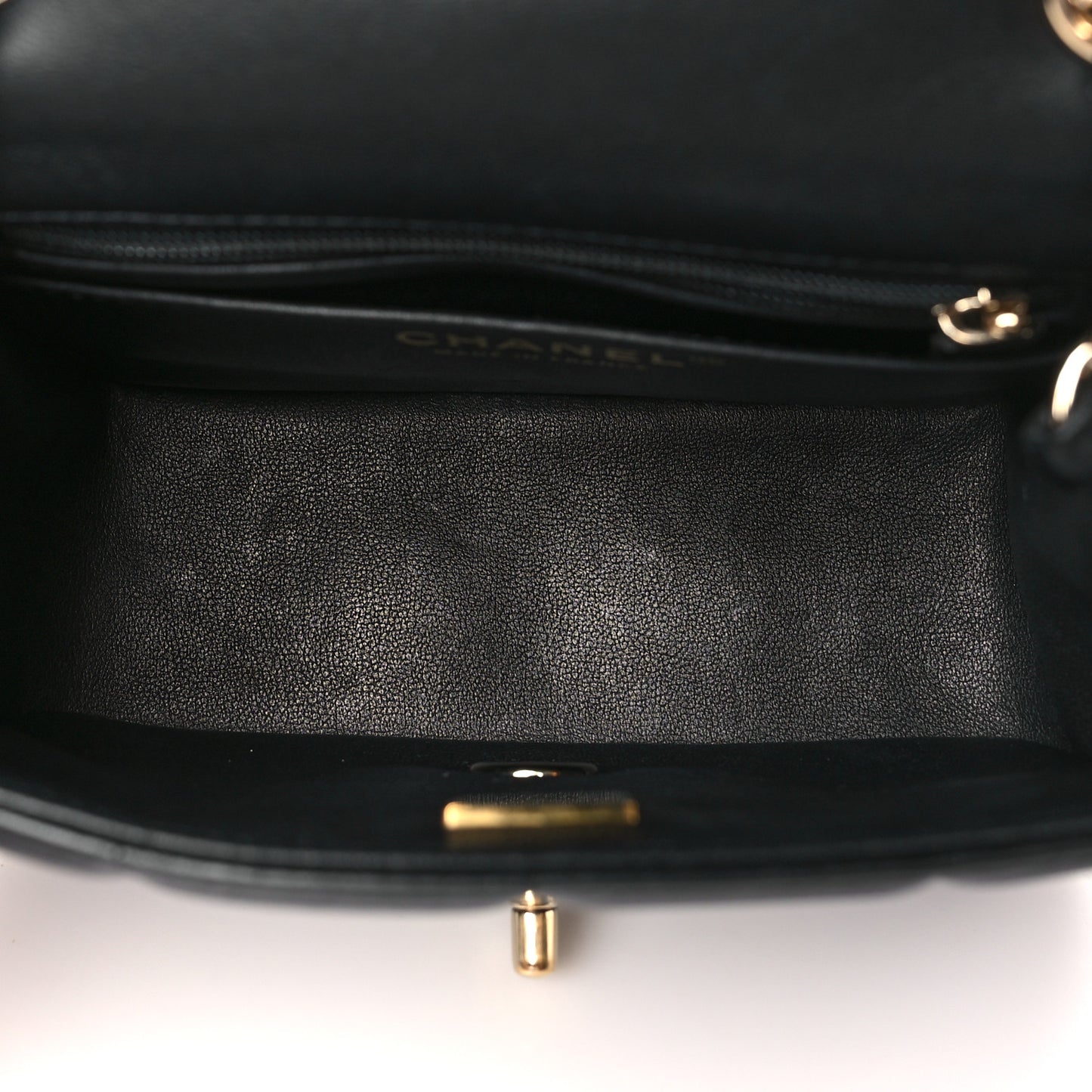 Lambskin Resin Crystal Square Quilted Mini Monacoco Flap Black