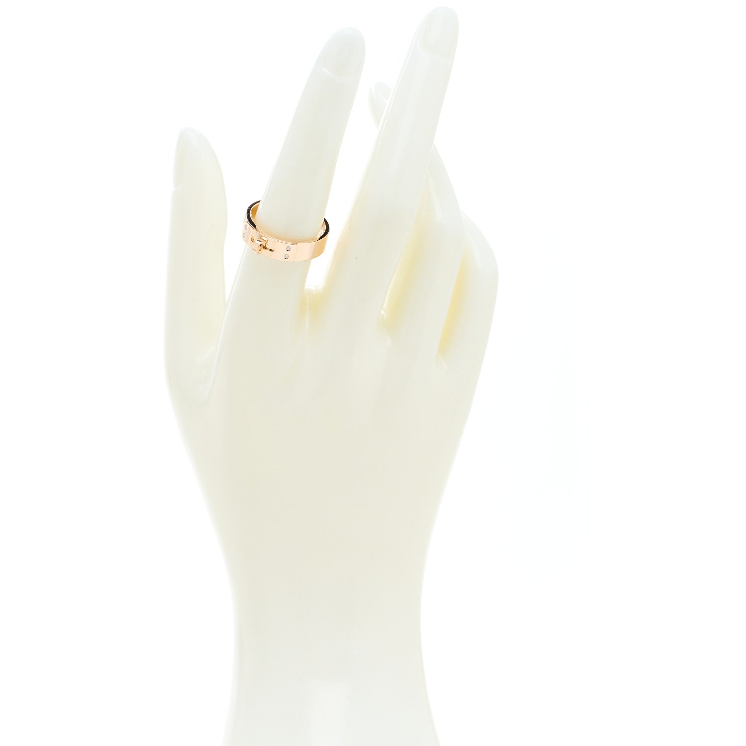 Hermes 18K Rose Gold Diamond PM Kelly Ring 55 7.25 2 of 4