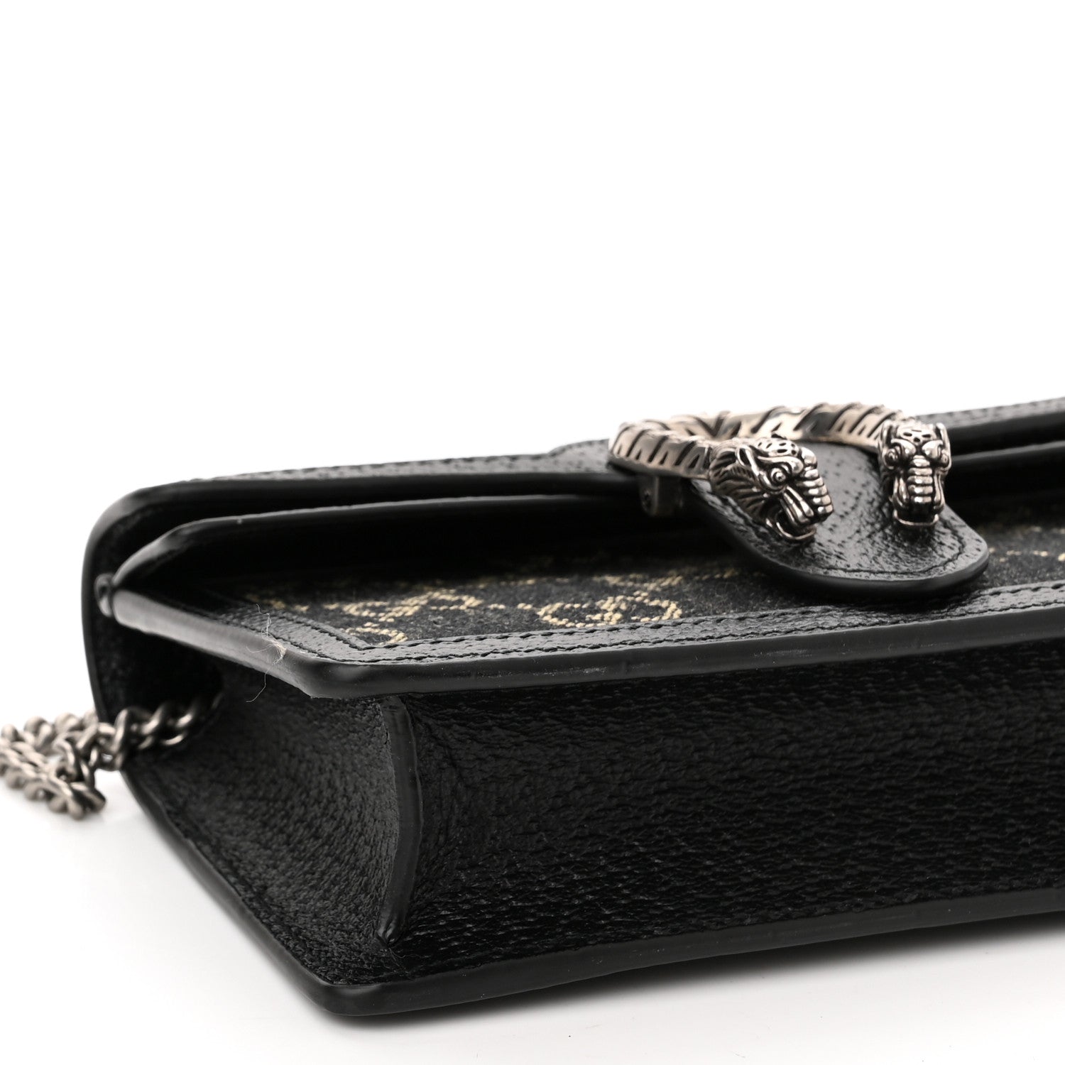 Gucci Jacquard Black Denim GG Monogram Super Mini Dionysus Shoulder Bag Black Ivory 8 of 9