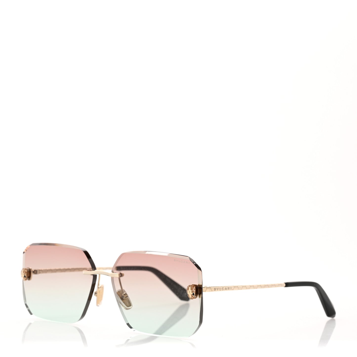 Metal Serpenti Rectangular Sunglasses BV40026U Gold Orange Gradient