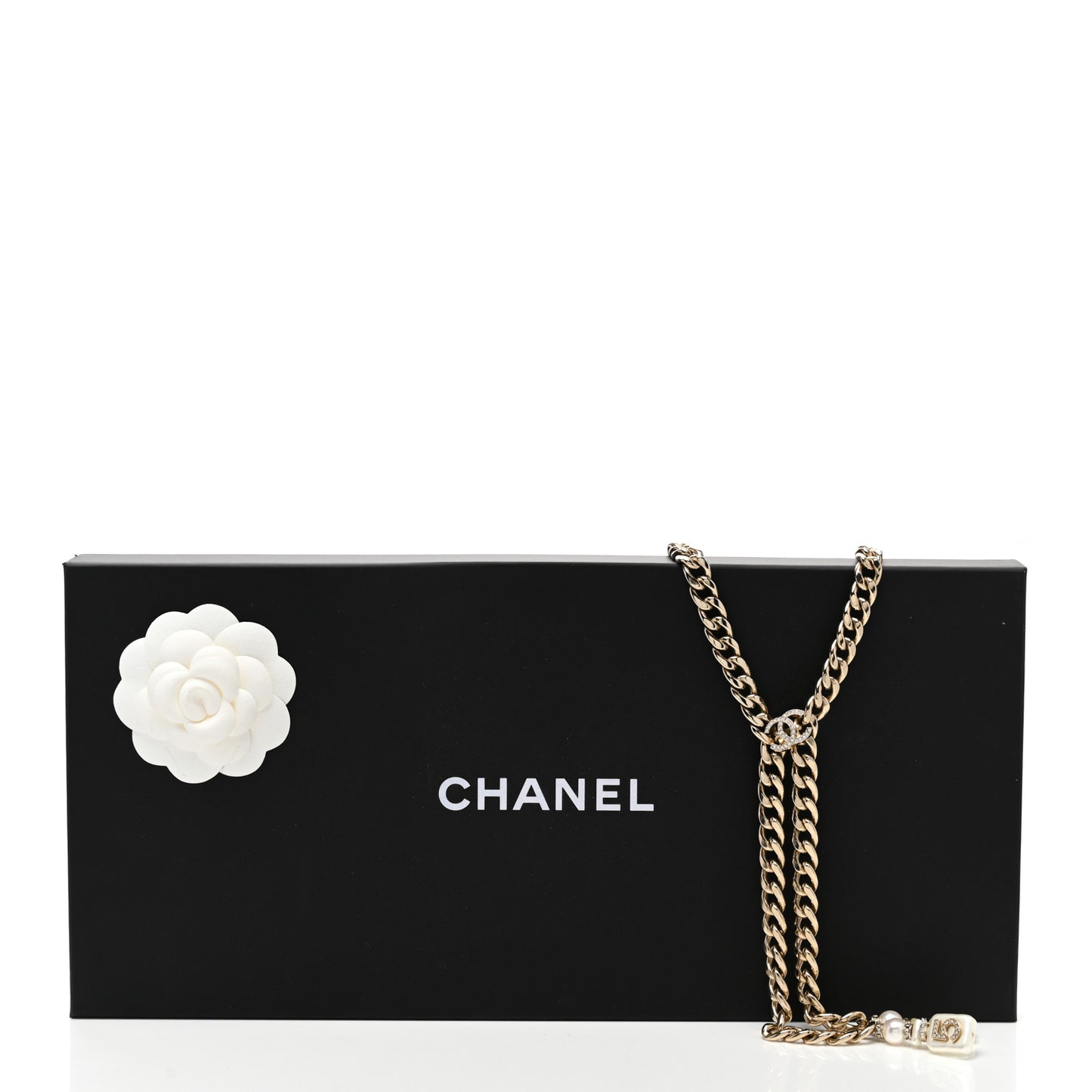Pearl Resin Crystal CC No 5 Perfume Bottle Chain Gold
